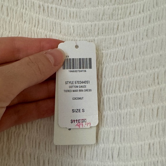 NWT Soma White Smocked Maxi Invisible Support Dress - Picture 3 of 9